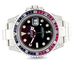 Rolex GMT-Master II Custom "Cotton Candy" Natural Diamond, Sapphire, and Ruby Bezel Watch - Stainless Steel w/ Box; $25,000 Retail *VIDEO*
