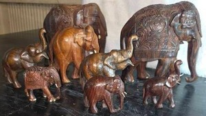 lot 45 image: Hand carved Rosewood Elephants