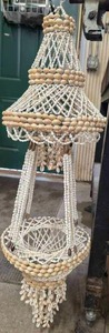 lot 54 image: Vtg BOHO Hanging Sea Shell Plant Holder