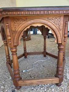 lot 72 image: Hexagon Carved Wood Table