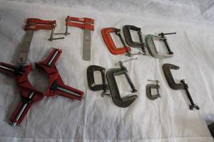 lot 6 image: Collection of C-Clamps and Angle Clamps Assorted Sizes