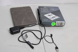 lot 57 image: Nook GlowLight Plus E-Reader with Leather Case and Charger