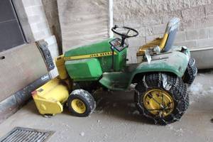 lot A-96 image: John Deere 300 Lawn Tractor with Snow Blower Attachment