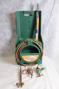 lot B-130 image: Uniweld Welding Kit with Torch, Regulators, and Rods