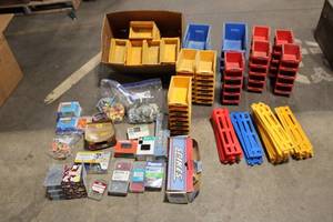 lot 132 image: Collection of Plastic Storage Bins and Hardware Supplies