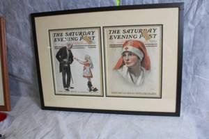 lot 133 image: Framed Saturday Evening Post Prints by Norman Rockwell and Neysa McMein