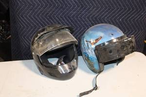 lot 153 image: Set of 2 Motorcycle Helmets - Sno Rider & Black Visor