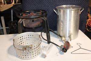 lot 156 image: Complete Outdoor Turkey Fryer Kit with Pot, Burner, and Accessories