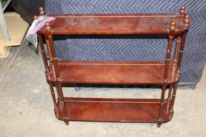 lot 161 image: Vintage Wooden 3-Tier Folding Shelf with Mahogany Finish