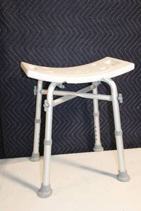 lot 162 image: Adjustable White Shower Stool with Slip-Resistant Feet