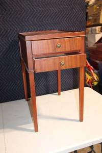 lot 163 image: Vintage Wooden End Table with Two Drawers