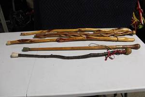 lot 172 image: Set of 6 Handcrafted Hiking and Walking Sticks
