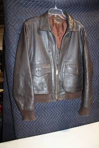 lot 182 image: Vintage Leather Bomber Jacket Size 44