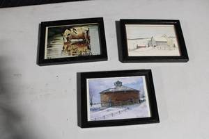 lot 200 image: Set of 3 Framed Rural Scene Prints
