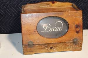 lot 224 image: Vintage Wooden Bread Box with Glass Front