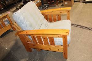 lot 230 image: Rustic Wooden Armchair with Cushion