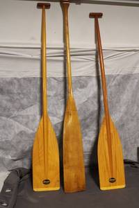 lot 232 image: Set of 3 Wooden Canoe Paddles by Sawyer
