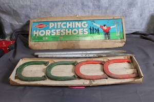 lot 234 image: Vintage Diamond Horseshoe Set with 2 Pairs and 2 Stakes