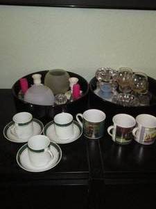 lot 25 image: Saki cups with saucers plus variety...