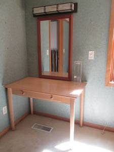 lot 38 image: Light tone wood single drawer desk ...