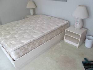 lot 209 image: Queen size platform bed with 2-matc...