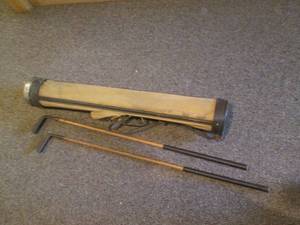 lot 224 image: Vintage canvas and leather golf bag...