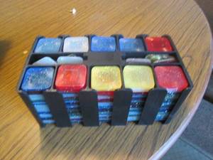 lot 247 image: Vintage poker chip set with storage...