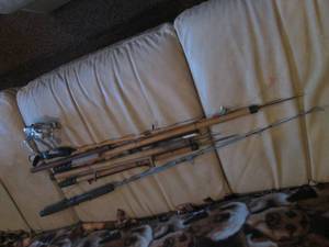 lot 248 image: Handful of vintage ice fishing rods...