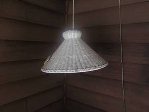lot 253 image: Wicker hanging lamp...