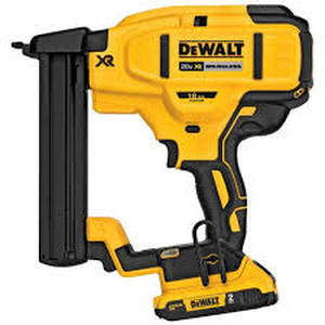 lot 1 image: DEWALT 20V MAX XR Lithium-Ion Cordless 18-Gauge Narrow Crown Stapler Kit with 2.0Ah Battery, Charger and Contractor Bag  Customer Returns See Pictures