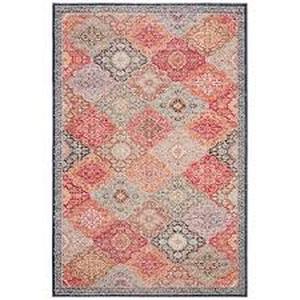 lot 5 image: Montage RedAqua 4 ft. x 6 ft. Bohemian Border IndoorOutdoor Patio Area Rug by SAFAVIEH  Customer Returns See Pictures