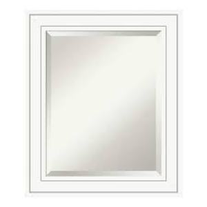 lot 11 image: Amanti Art Craftsman White 21 in. x 25 in. Beveled Rectangle Wood Framed Bathroom Wall Mirror in White Customer Returns See Pictures