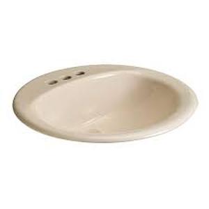 lot 27 image: Glacier Bay Aragon 19 in. Drop-In Round Fireclay Bathroom Sink in Bone  Customer Returns See Pictures