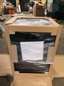 lot 20 image: Glacier Bay 24 in. W x 21 in. D x 34 in. L Stainless Steel Laundry Sink with Faucet and Drawer Cabinet in Black    Customer Returns See Pictures