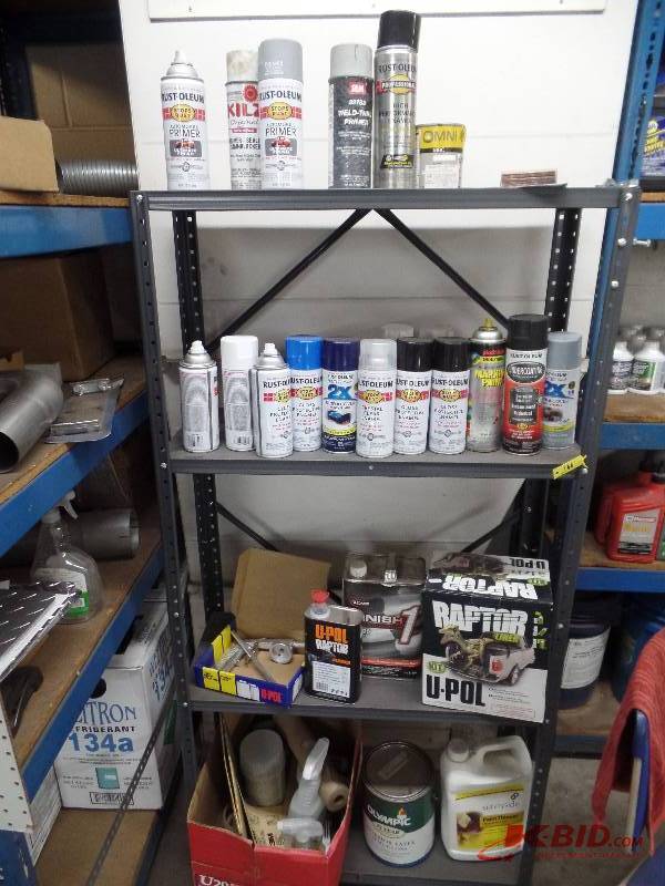 lot 166 image: Painting Supplies and Shelf