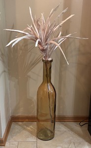 lot 53 image: Gorgeous Glass Bottle Style Vase with Faux Floral Stem