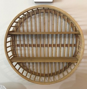 lot 54 image: Round Bamboo Decorative Wall Shelf