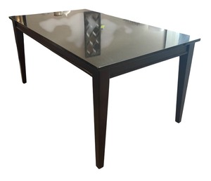 lot 4 image: Sleek Black Granite Top Dining Table