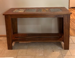 lot 14 image: Ashley Furniture Tuscana Rustic Slate Accented Sofa Table  Console Table