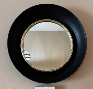 lot 69 image: Bold Black Circular Framed Wall Mirror
