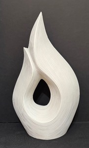 lot 70 image: Glossy White Ceramic Abstract Swirl Sculpture