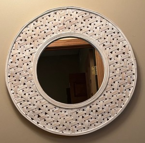 lot 90 image: Round White Washed Framed Mirror