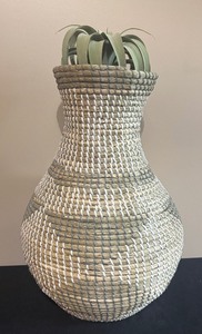 lot 97 image: Beautiful Handwoven Vase with Faux Greenery