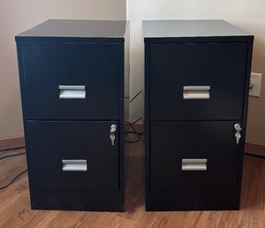 lot 115 image: Pair of Two Drawer Metal File Cabinets