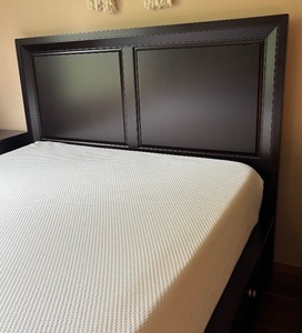 lot 10 image: Elegant Queen Size Bed Frame with Storage Drawers and Headboard