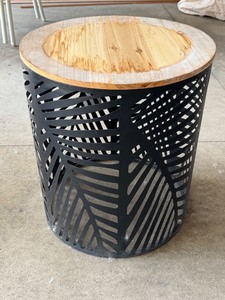lot 138 image: Kirklands Home Metal Leaf Side Table with Wooden Top