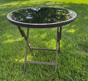 lot 166 image: Wonderful Outdoor Glass Topped Table