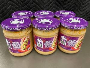 lot 22 image: UT 5 - Set of 6 Taco Bell Creamy Crunch-Dip Supreme Jars