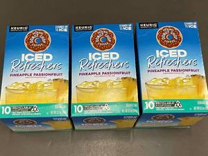 lot 62 image: CT 5 - 3 Pack of Donut Shop Iced Refreshers Pineapple Passionfruit Keurig K-Cup Pods