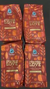 lot 296 image: IL 3 - Set of 4 Caribou Coffee Pumpkin Love Medium Roast Ground Coffee - 11oz each